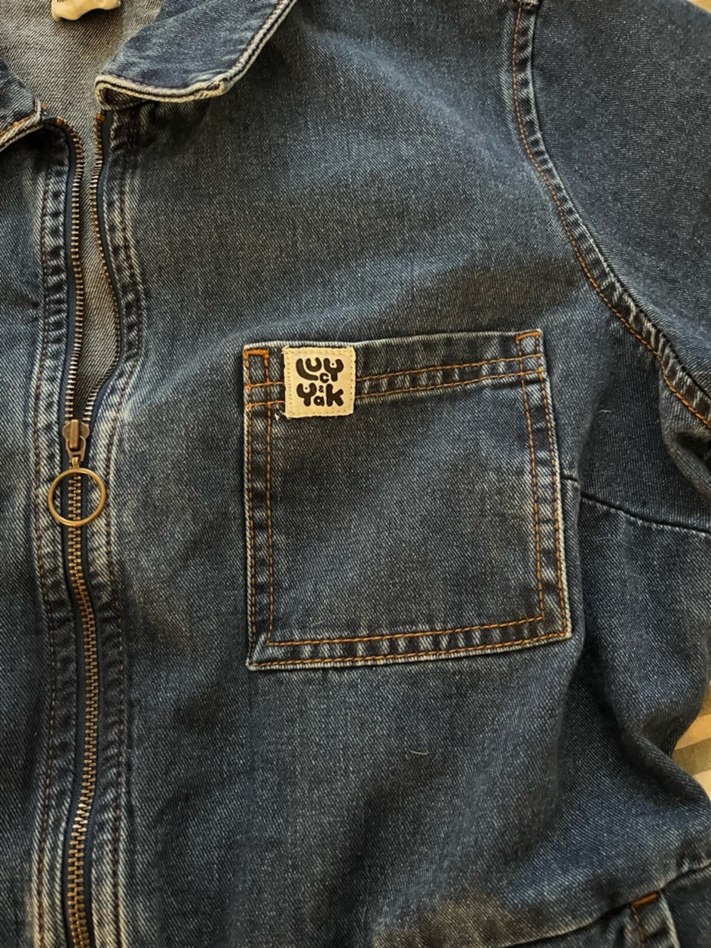 Lucy&Yak Denim Zip Front Jumpsuit - Blue - Picture 2 of 8